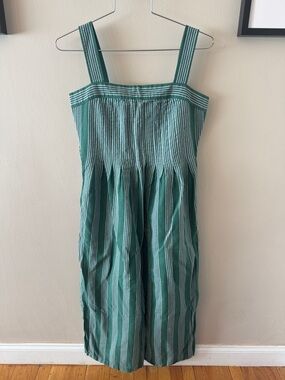 Green Striped Wide-Leg Jumpsuit